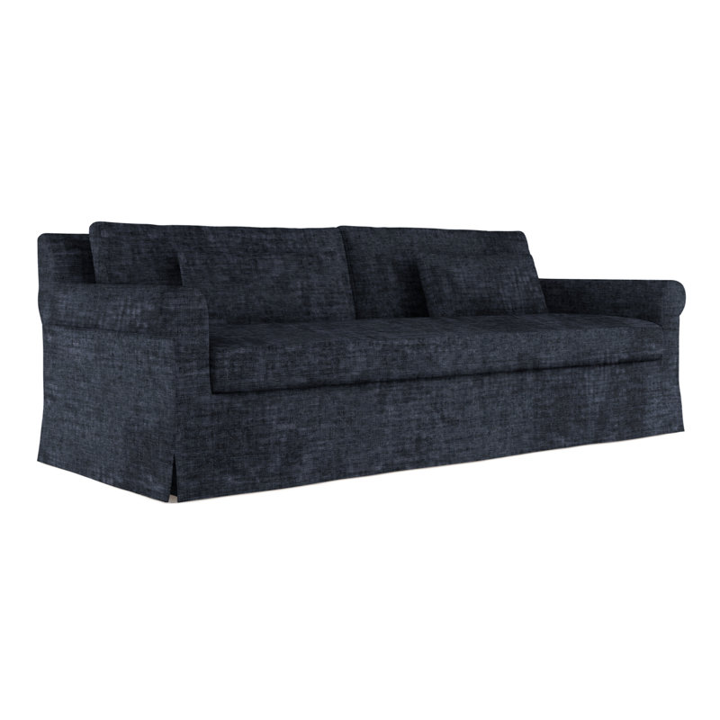 Sofa, Linen Blue Print, 34" H x 72" W x 38" D