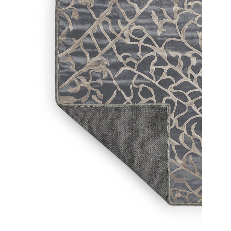 Silky Soft Plush Gray Area Rug, Round 5'