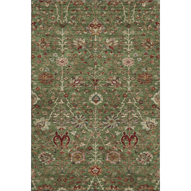 Premium Machine Washable Dahl AMF1085 Floral Rug, Rectangle 10' x 14'