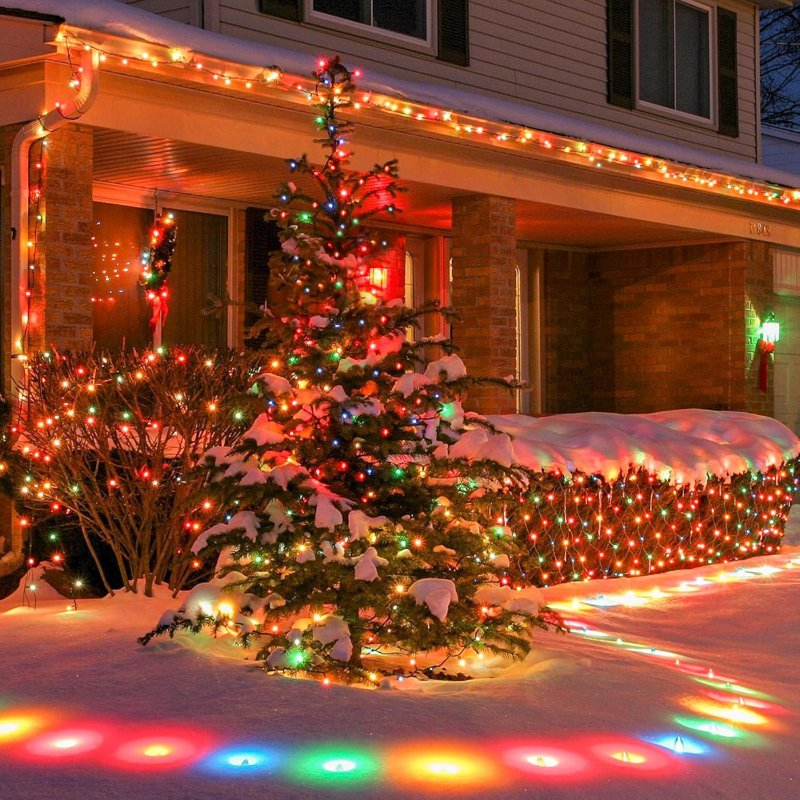 The Holiday Aisle® 100FT 50 LED Indoor Outdoor Christmas String Light For House Roof Patio Tree, Multicolor