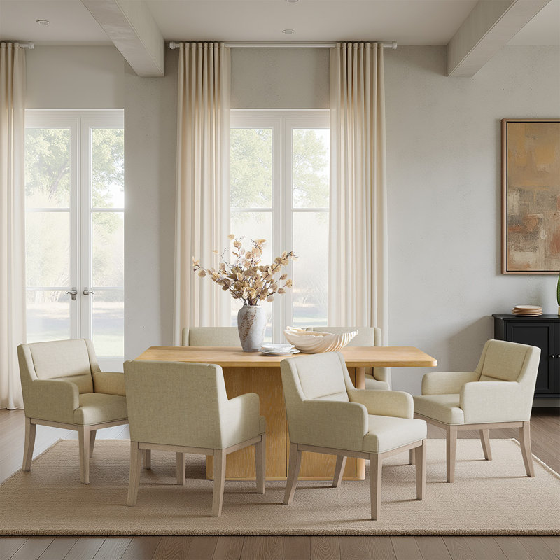 Farmhouse Modern 7-Piece Solid Wood Dining Set