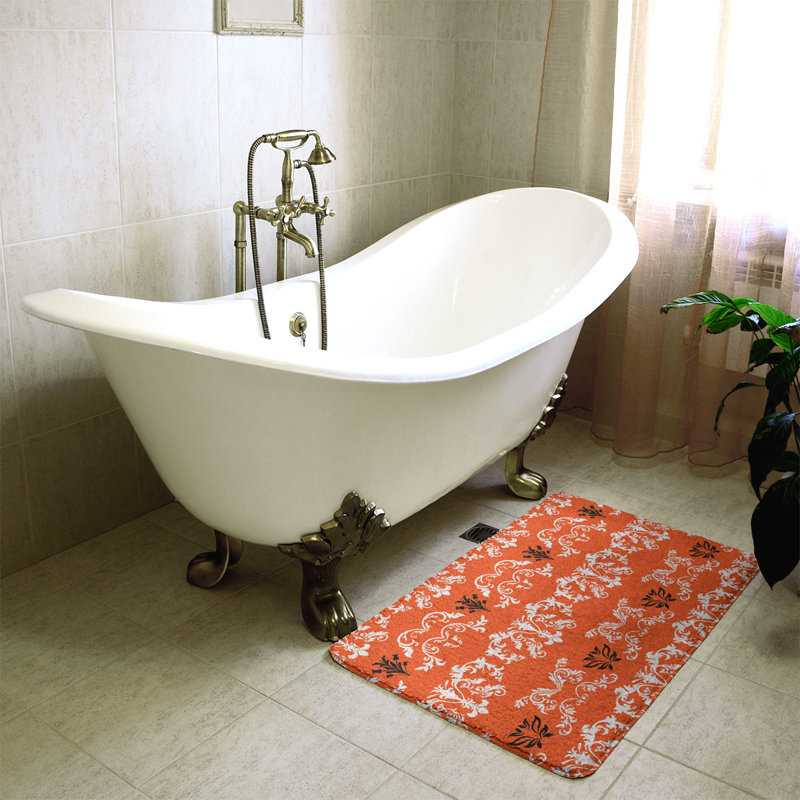 Tapis pour salle de bain Cincinnati, l 17 po x L 24 po, Blanc / Orange / Noir