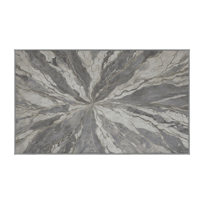 Machine Washable Gray Area Rug, Rectangle 5' x 7'