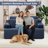 Boneless Modern Corduroy Loveseat Sofa, Compression Cloud Couch with 2 Pillows & 2 Cup Holders, No Assembly Couch in a Box for Small Space-1023267789-1019291159