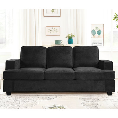 3 Seater Velvet Couch With High Foam, Deep Seating, For Living Room, Apartment, Office Area Modern , Seater, Loose Back Cushions Uncommonness
