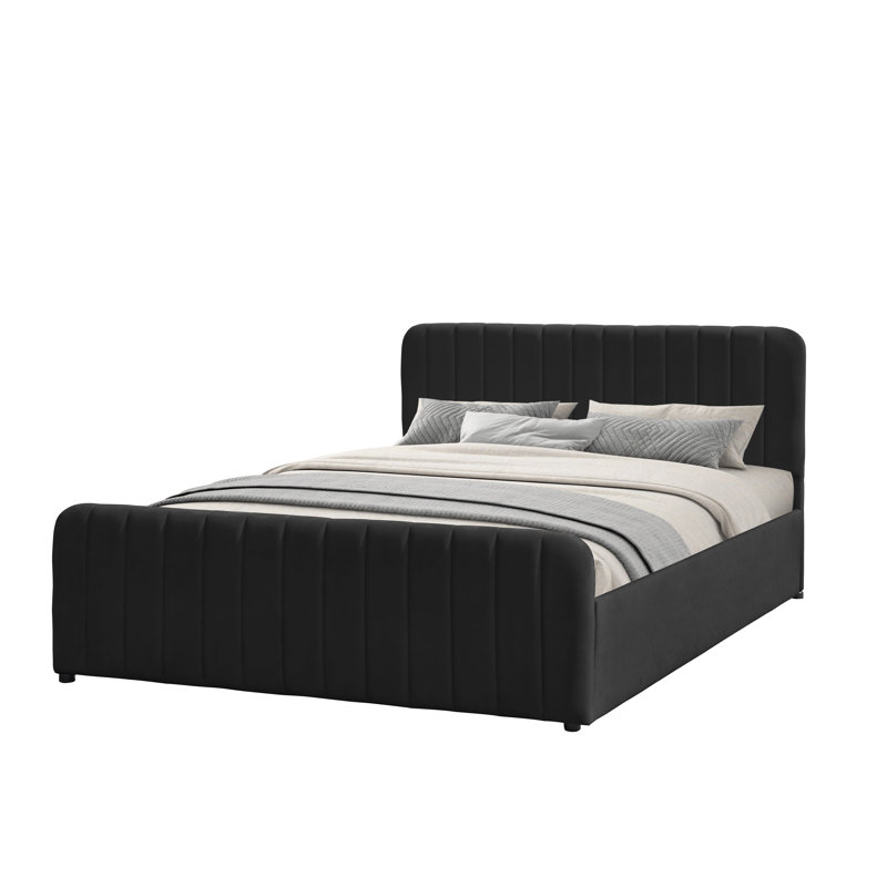 Upholstered Ottoman Bed, Kingsize (5'), Black
