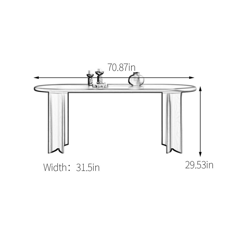 Simple ash solid wood dining table, 29.53"H x 70.87"L x 31.5"W, Black, Black