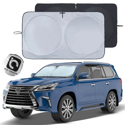 Pare-brise de voiture pliable avec pare-brise et pare-soleil 63 po x 33 po