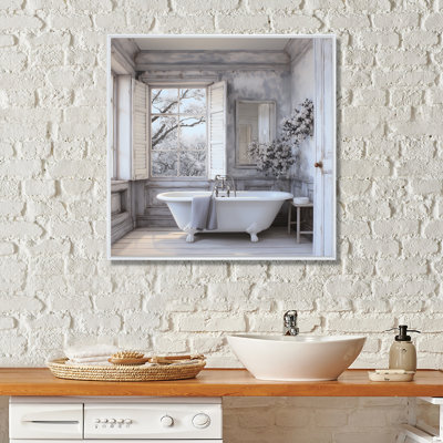 Farmhouse Bathroom Charm II - impressions sur toile blanchisserie