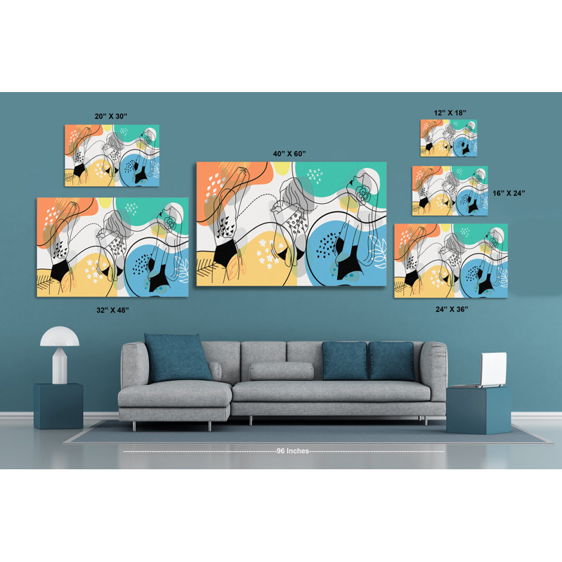 " Boho Ladies 408 " Painting Print, 12" H x 18" W x 1.5" D