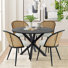 Atwater 39.5" W 4-Person Round Wood Dining Set with Boucle Chairs