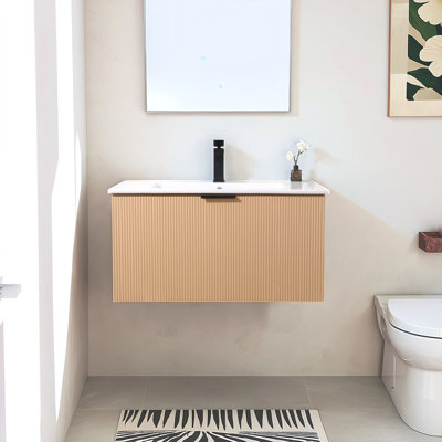 Meuble-lavabo flottant moderne 30 po avec lavabo en céramique