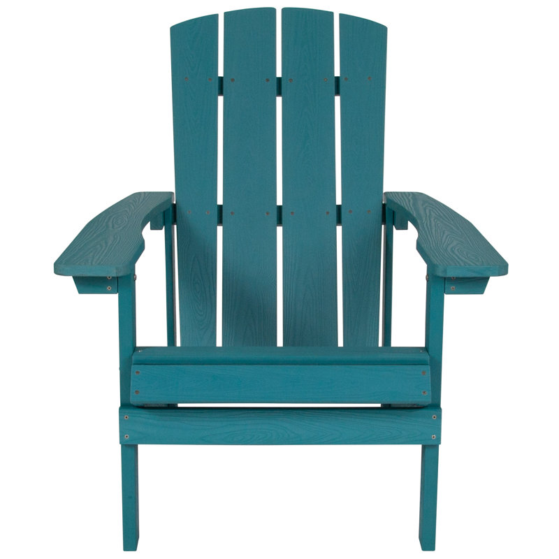 Chaise Adirondack commerciale en résine de polyester toutes saisons, Bleu cadet