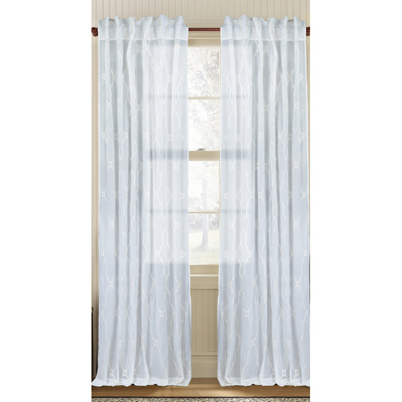 Viola 100% Cotton Sheer Curtain Single Panel, 54" W x 108" L, Ivory