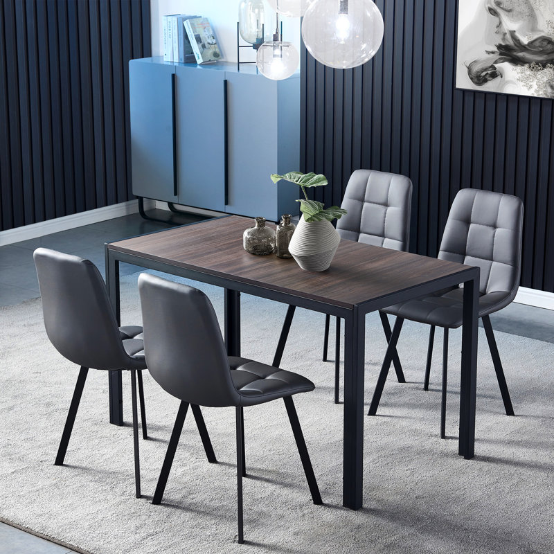 Gossard 4 - Person Four Leg Dining Set, Dark Gray