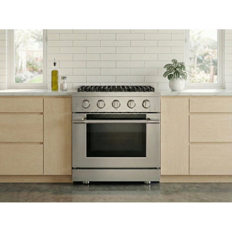 Hauslane 30" Gas Range In Black Stainless Steel | 4 Burners Up To 20,000 Btus | 4.2 Cu. Ft. Convection Oven With 5 Rack Positions | Convertible Ng/Lp | Cool-Touch Triple-Layer Door