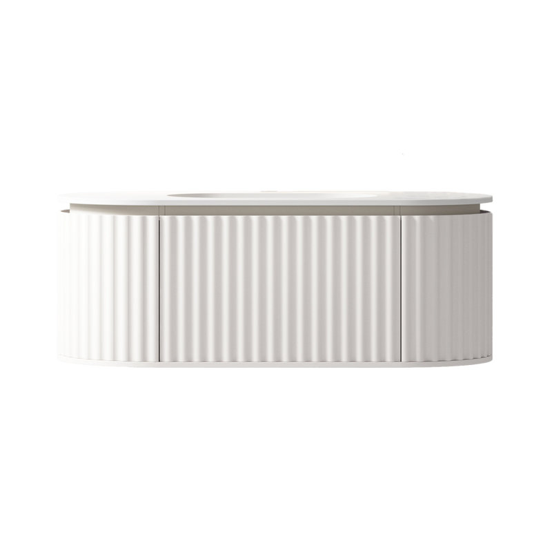 Meuble-lavabo rond suspendu 1 tiroir 48 po Inouska, Blanc
