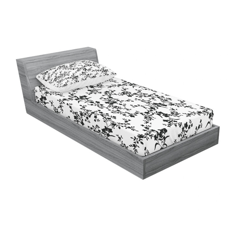 Microfiber Sheet Set, Twin Sheet Set with Fitted Sheet and 2 Pillowcases, Floral