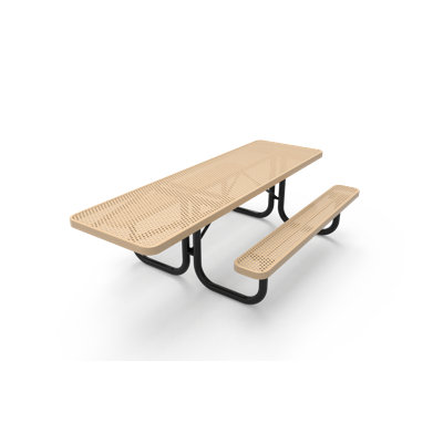 COATEDOUTDOORFURNITURE 8Ft Rect Picnic Table, Punched, Tan, 1-Side ADA
