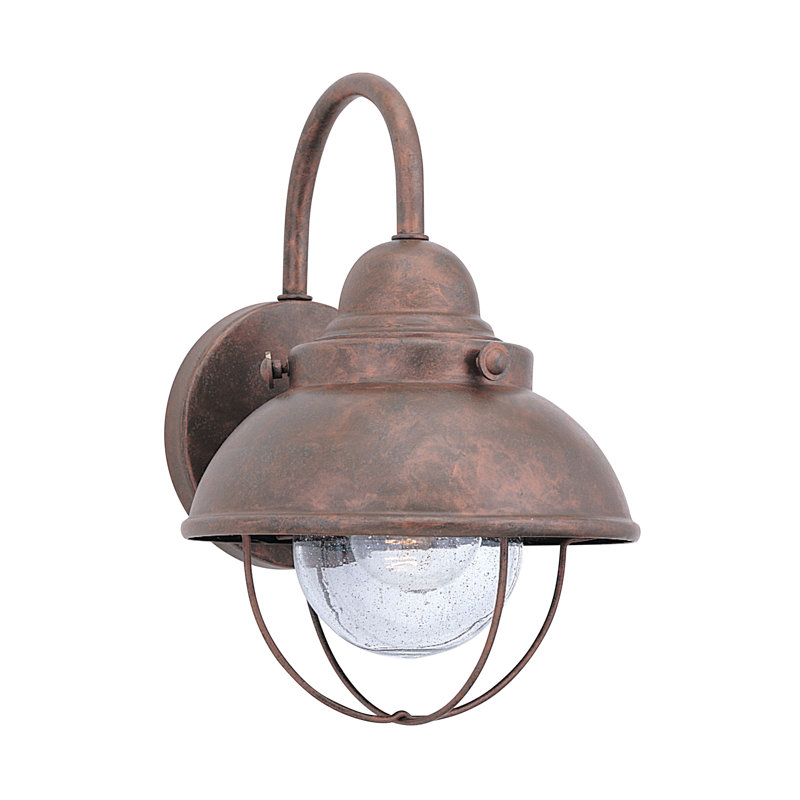 Luminaire de grange d'extérieur en verre bullé Audrey, Cuivre délavé