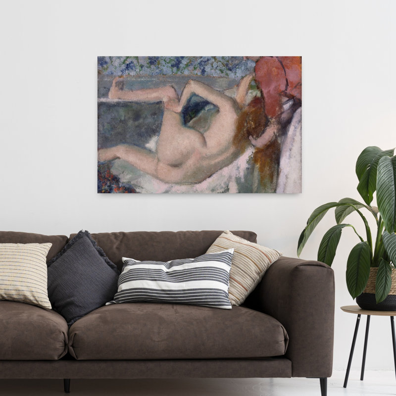Après le bain, vers 1895. Estampe d'art mural contemporaine abstraite impressionniste., H 32 po x l 48 po