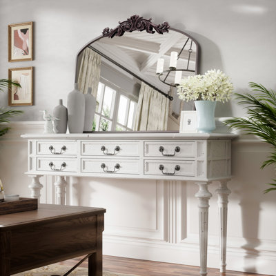 Miroir rétro vintage avec cadre baroque orné, miroir mural de salle de bain