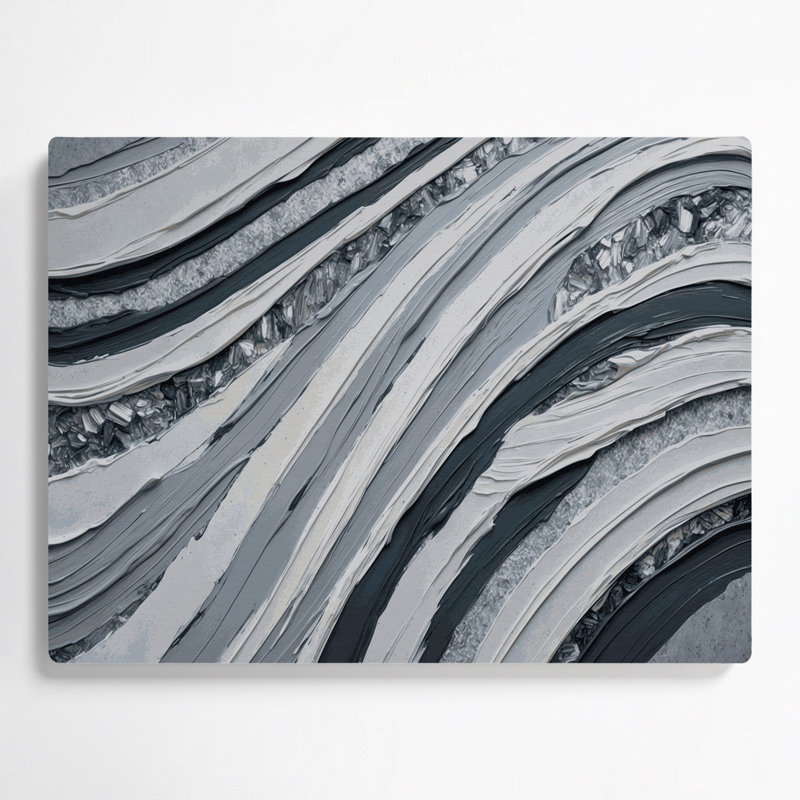 Art mural horizontal gris rayé en métal gris clair, H 11 po x l 14 po