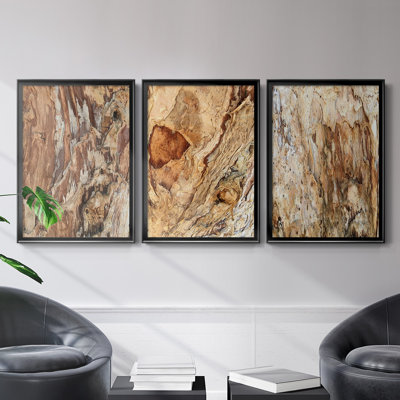 " Tree Texture Triptych I " 3 - Pieces Painting Print