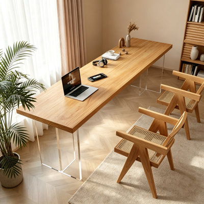 Simple Burlywood Acrylic Solid Wood Writing Desk