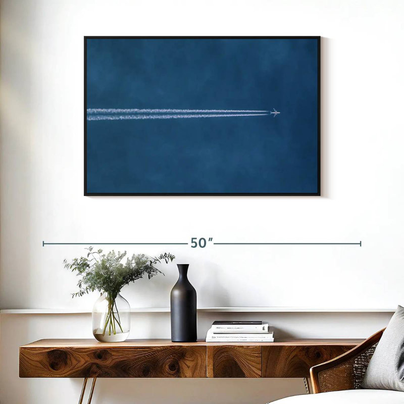 Avion au-dessus, Cadre flottant noir, 37 po x 25 po