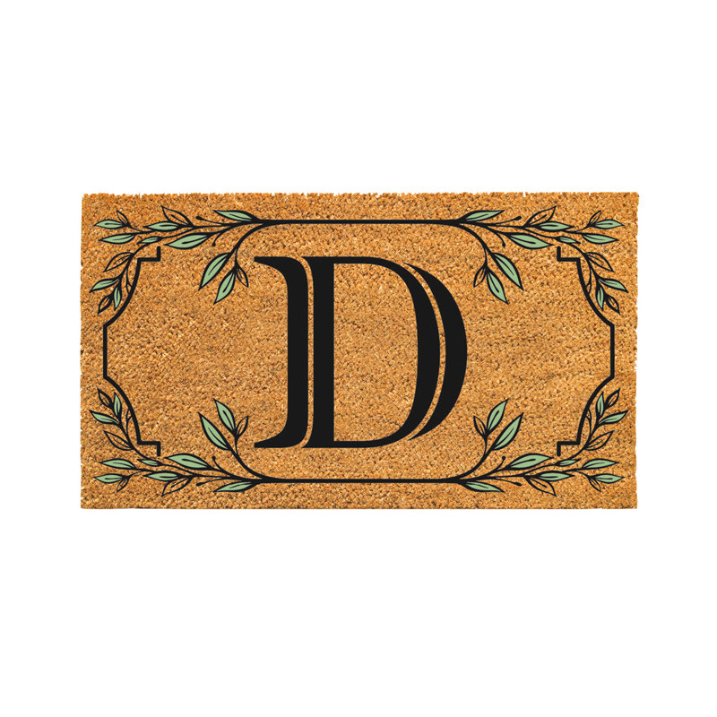 Tapis monogramme en fibre de coco, lettre «D»