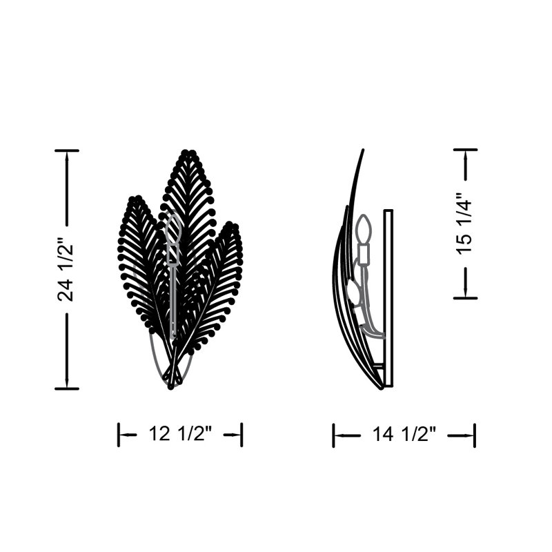 Applique murale moderne dorée 11,5 po 3 lumières (40 watts) Fern