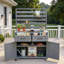 Grand chariot de barbecue pour îlot de cuisine avec plateau en acier inoxydable, petites tablettes mobiles, 2 tiroirs et armoire-126056480