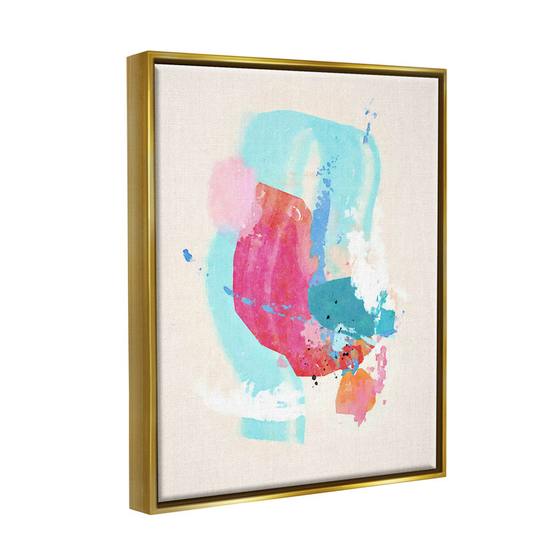 Art abstrait giclée encadrée par Suzanne Nicoll, H 31 po x l 25 po x P 1,7 po, Cadre flottant métallique doré
