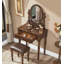 Coiffeuse vintage en bois avec miroir ovale inclinable