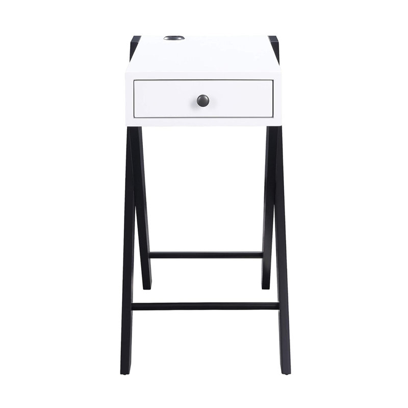 Table d'appoint avec station de charge USB, Blanc