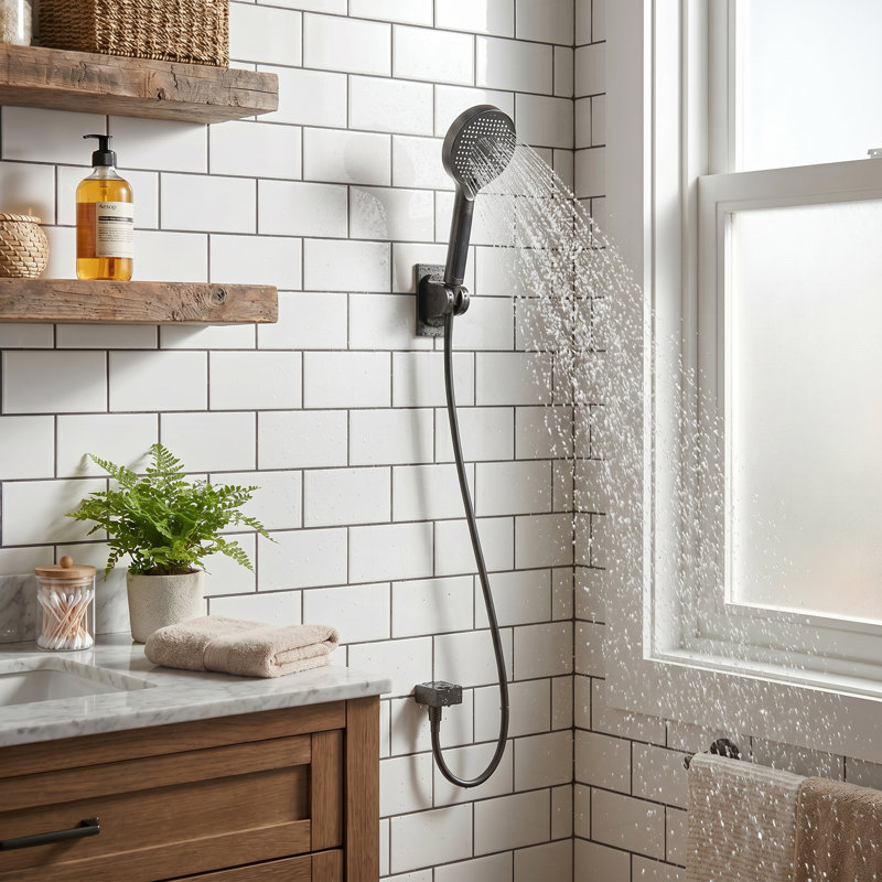 Pomme de douche à main avec affichage de la température - 4 jets pour une douche parfaite