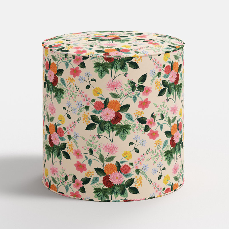 Repose-pieds Billie en dahlia multicolore, Fleur crème