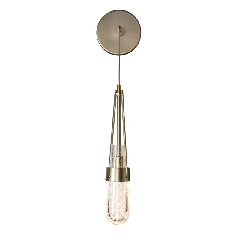 Link Blown Glass Low Voltage Sconce, Dark Smoke, Clear Glass with White Threading
