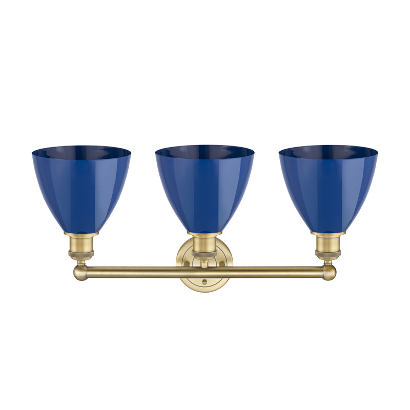 Éclairage pour meuble-lavabo 3 lumières 25,5 pouces Anglie Dome, Bleu, Laiton brossé