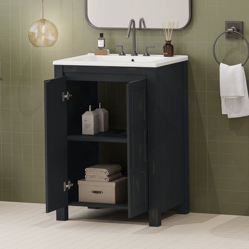 Petit meuble-lavabo 24 "avec lavabo en céramique