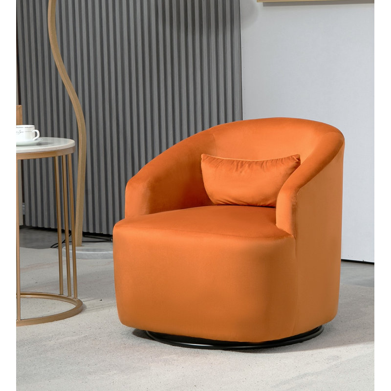 Fauteuil pivotant à 360 degrés Barrel Design, Velours orange
