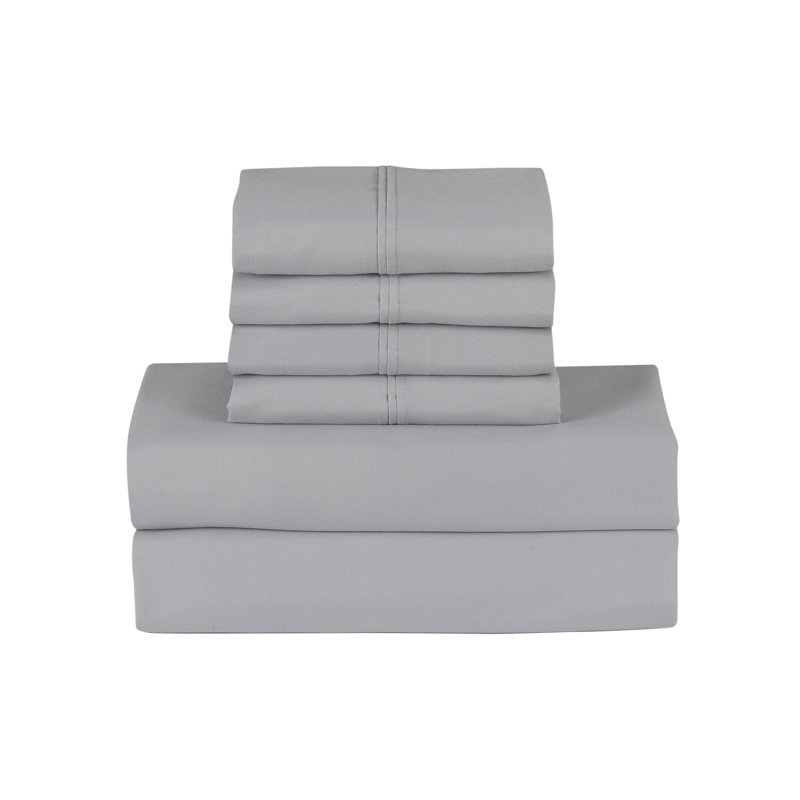 Rayon From Bamboo 6 Piece 1800 Thread Count Smart Pocket Sheet Set, Silver, King Sheet Set with 5 Additional Pieces