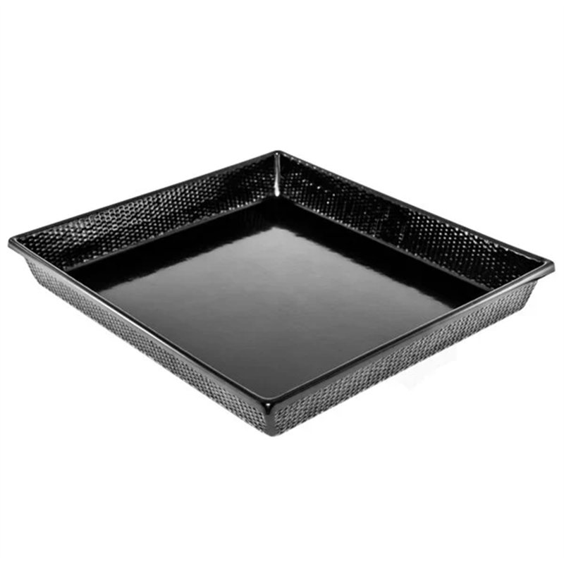 Panier en plastique noir imitation osier sans trous Subrata Marco Company - 16 po x 12 po x 2 po WS-568EZ12162BW