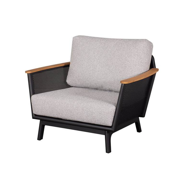 Chaise longue de patio en osier 1 pièce en aluminium avec coussin
