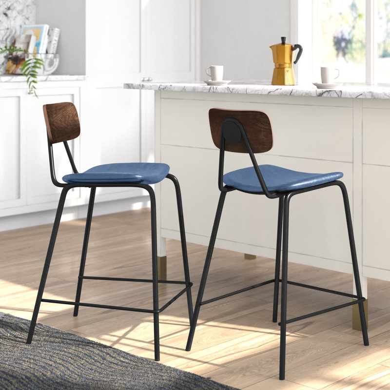 Tabouret de bar et de comptoir Buda, Gris, Noyer, Tabouret de comptoir (siège d’une hauteur de 24