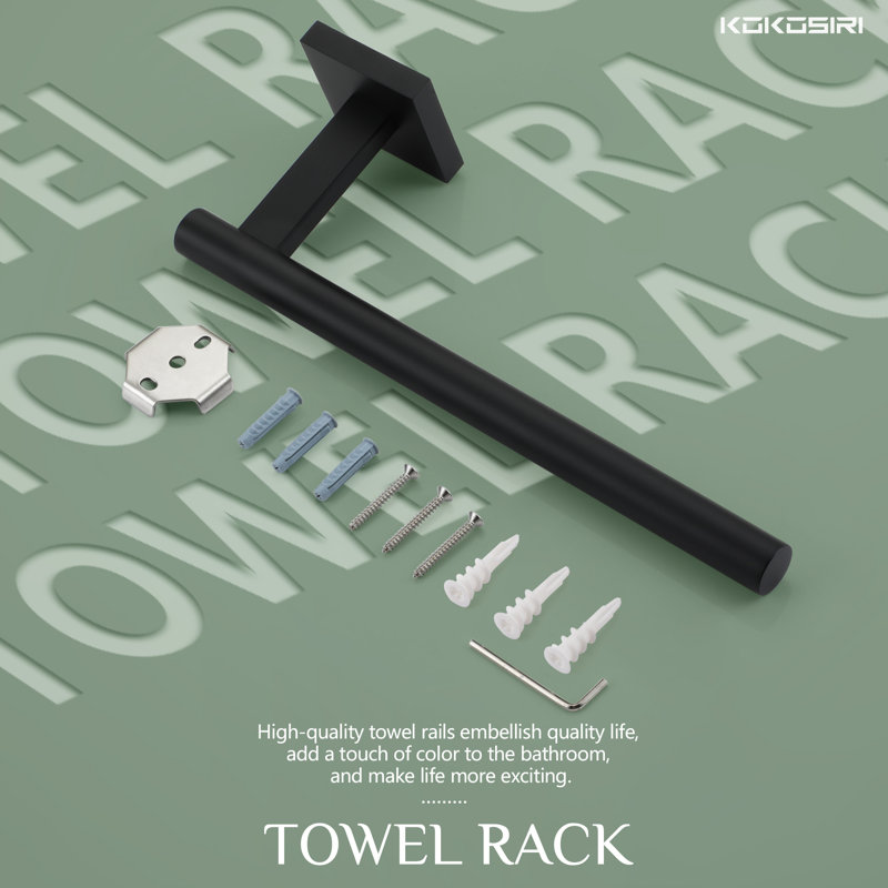 10.2" Towel Holder Wall Mounted, Matte Black