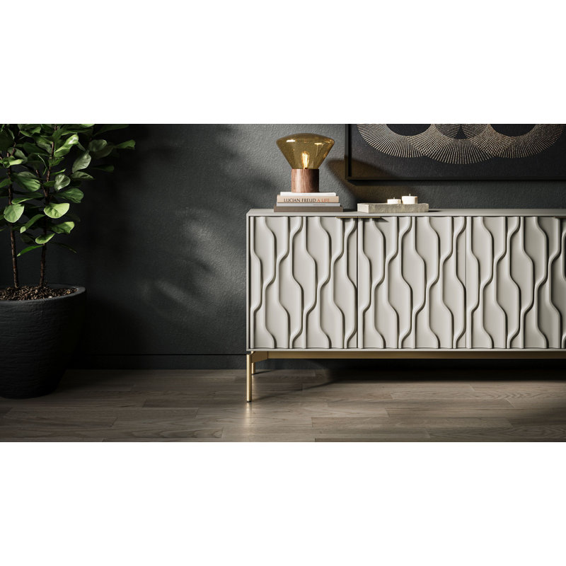 Mesa 79.5'' W Sideboard, Stone/Brushed Brass