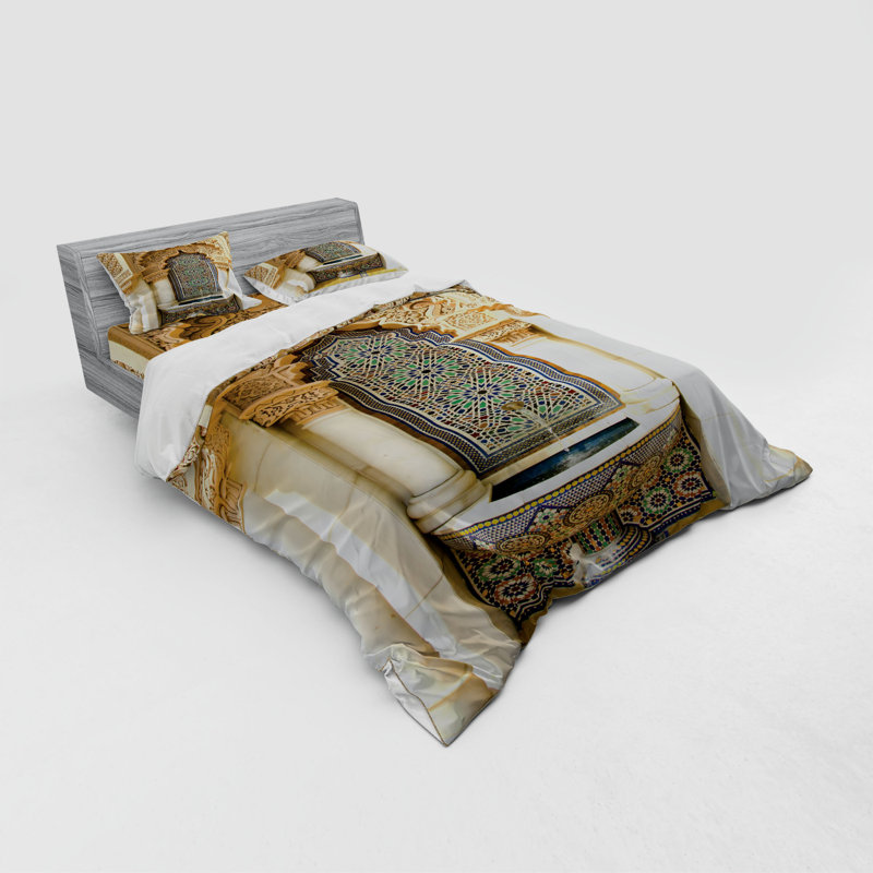Moroccan Eclectic Polyester Duvet Cover, Queen Duvet Cover + 3 Additional Pieces