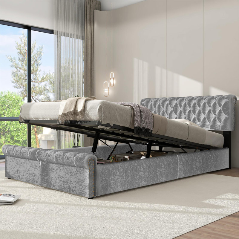 Petersville Upholstered Ottoman Storage Bed, European Single (90 x 200cm)